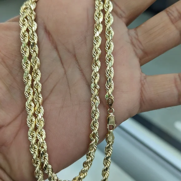 10kt real gold rope chain 5mm 28 be Inch
